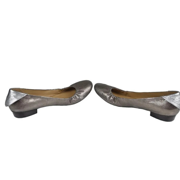 Nine West Metallic Gold Silver Ballet Flat Leather Round Toe Shoes Size 7 - Picture 6 of 14